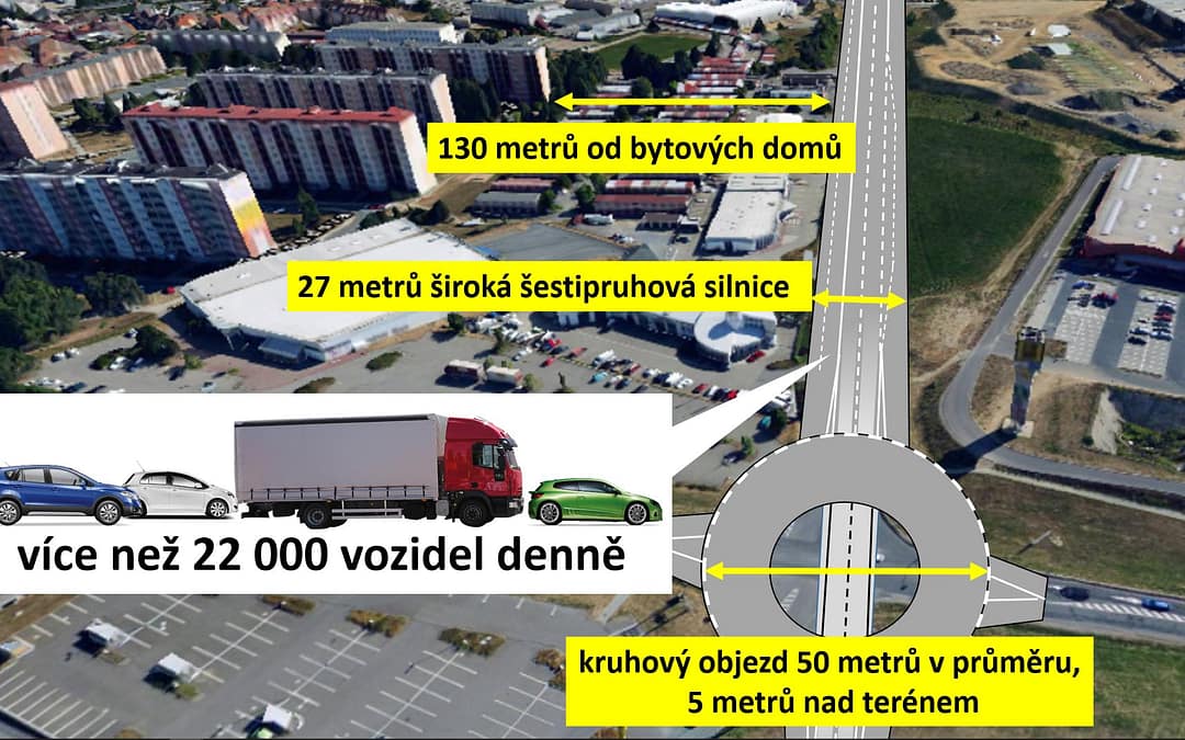 Obchvat Třebíče - ulice Spojovací 22 tisíc aut denně