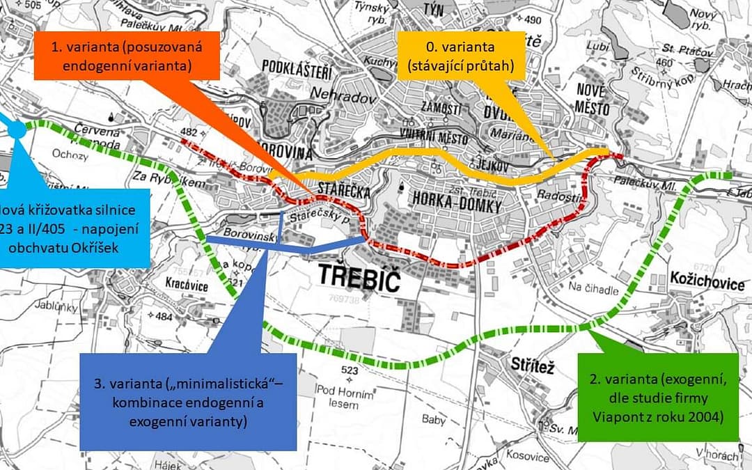 Varianty obchvatu Třebíče