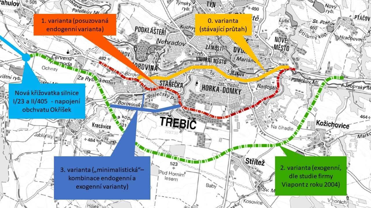 Varianty obchvatu Třebíče