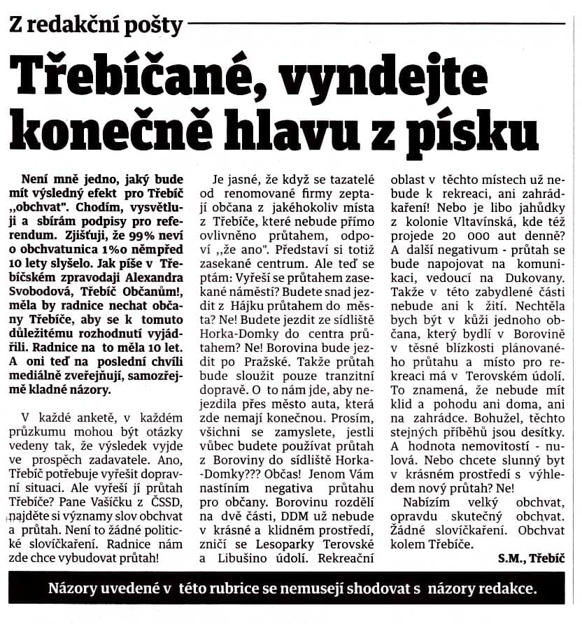 Článek byl též uveřejněni v Horáckých novinách 4. července 2018